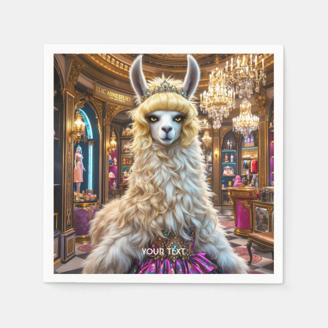Fantasy Cute Drama Llama Queen Napkin (Front)