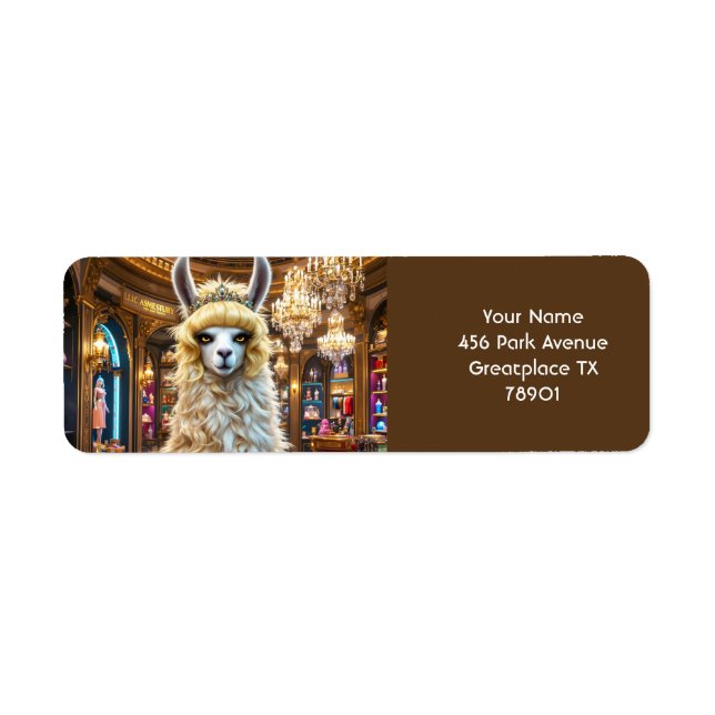 Fantasy Cute Drama Llama Queen Return Address Label (Front)