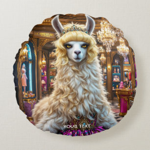 Fantasy Cute Drama Llama Queen Round Cushion
