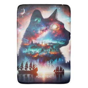 Fantasy Cute Dreams Space Cat Bath Mat