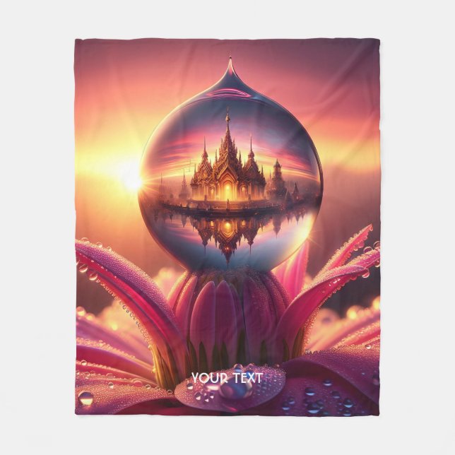 Fantasy Cute Drop Dew Flower Fleece Blanket (Front)