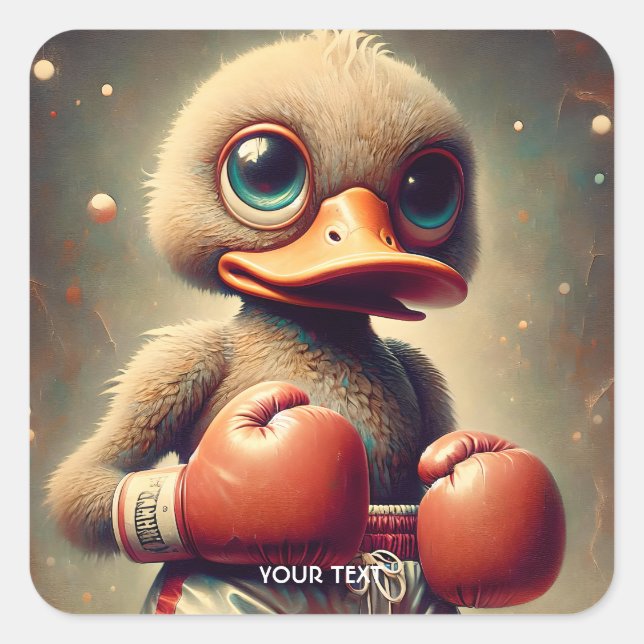 Fantasy Cute Duck Boxing Gloves Square Sticker (Front)
