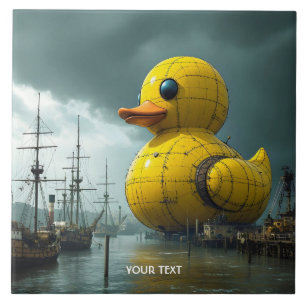 Fantasy Cute Duck War Ship Ceramic Tile