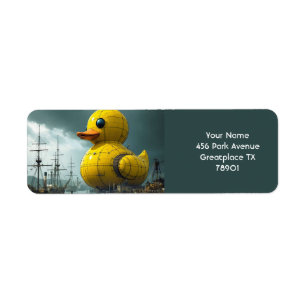 Fantasy Cute Duck War Ship Return Address Label