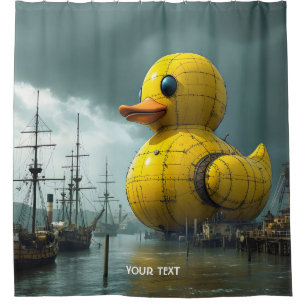 Fantasy Cute Duck War Ship Shower Curtain
