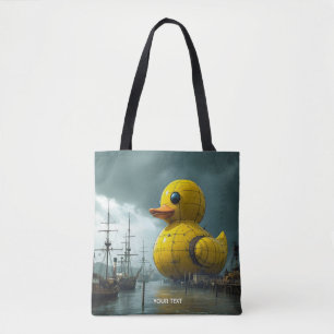 Fantasy Cute Duck War Ship Tote Bag