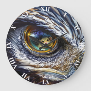 Fantasy Cute Eagle Eyes Mouse Large Clock