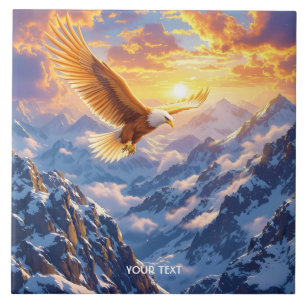 Fantasy Cute Eagle Mountains Sunrise Ceramic Tile