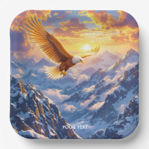 Fantasy Cute Eagle Mountains Sunrise Paper Plate