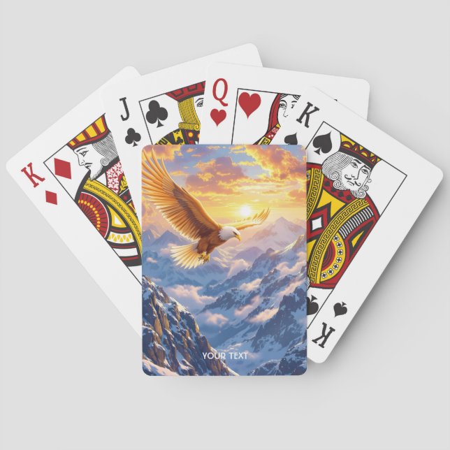 Fantasy Cute Eagle Mountains Sunrise Playing Cards (Back)