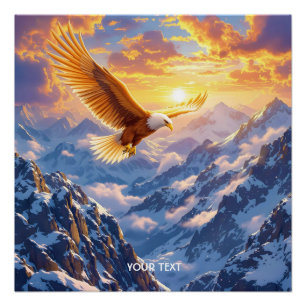 Fantasy Cute Eagle Mountains Sunrise Poster