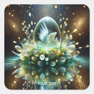 Fantasy Cute Egg Glass Lights Square Sticker