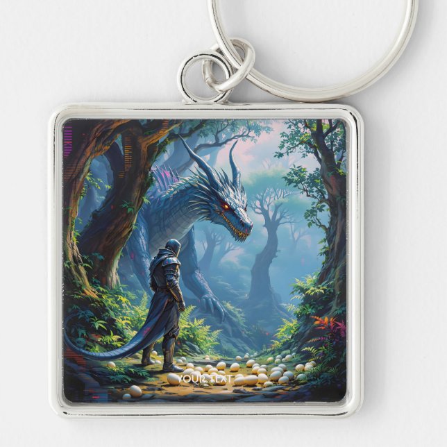 Fantasy Cute Eggs Dragon Knight Key Ring (Front)