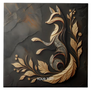 Fantasy Cute Elegant Fox Drawing Ceramic Tile