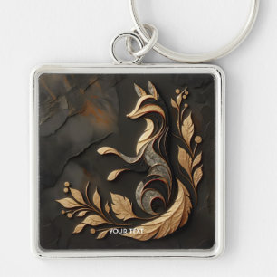 Fantasy Cute  Elegant Fox Drawing Key Ring