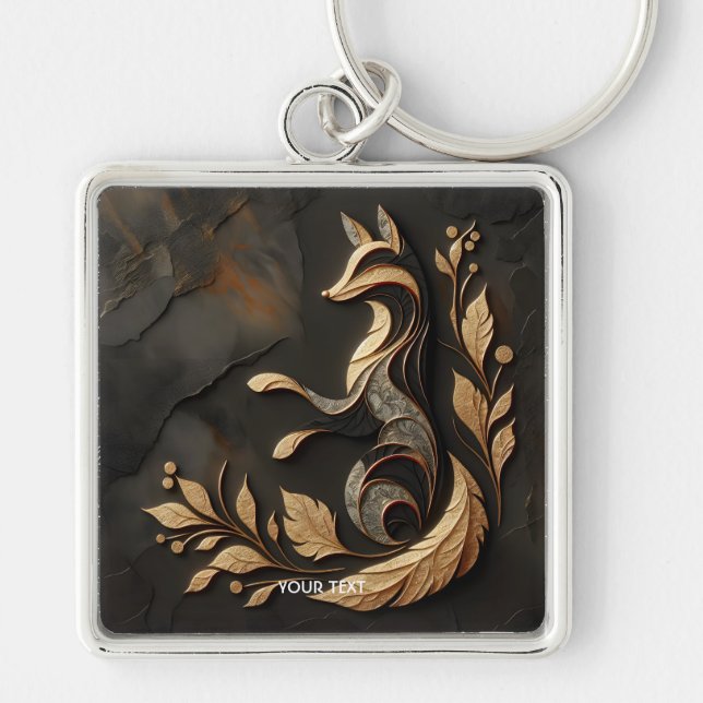 Fantasy Cute  Elegant Fox Drawing Key Ring (Front)