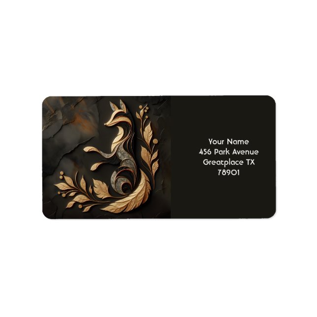 Fantasy Cute  Elegant Fox Drawing Label (Front)