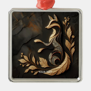 Fantasy Cute Elegant Fox Drawing Metal Ornament