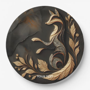 Fantasy Cute  Elegant Fox Drawing Paper Plate
