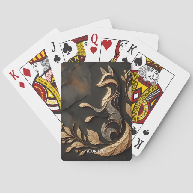 Fantasy Cute  Elegant Fox Drawing Playing Cards (Back)