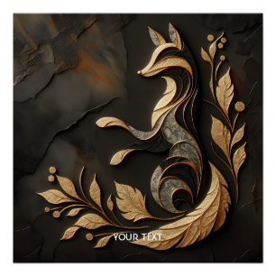 Fantasy Cute  Elegant Fox Drawing Poster