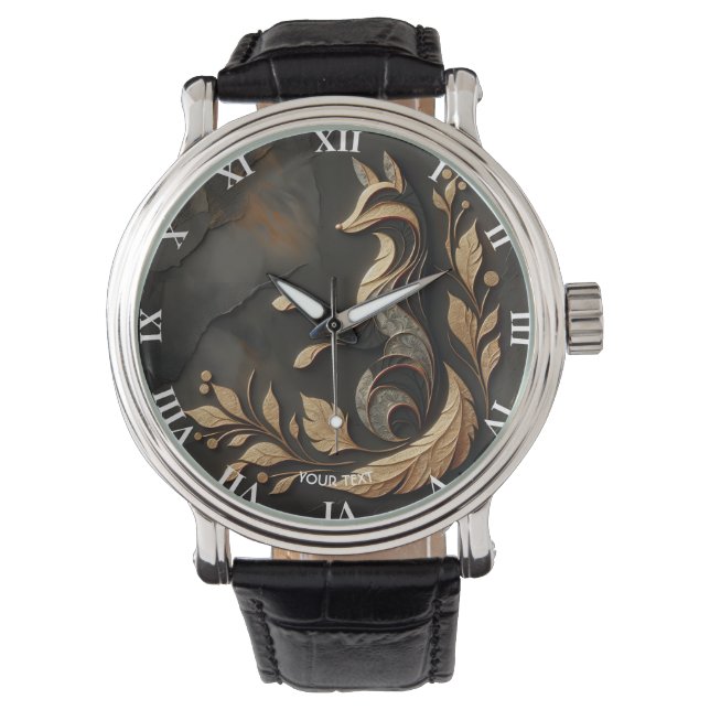 Fantasy Cute  Elegant Fox Drawing Watch (Front)