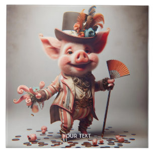 Fantasy Cute Elegant Nice Pig Ceramic Tile
