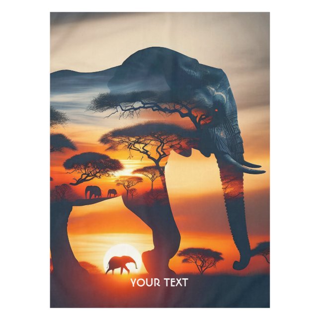Fantasy Cute Elephant Double Exposition Tablecloth (Front)