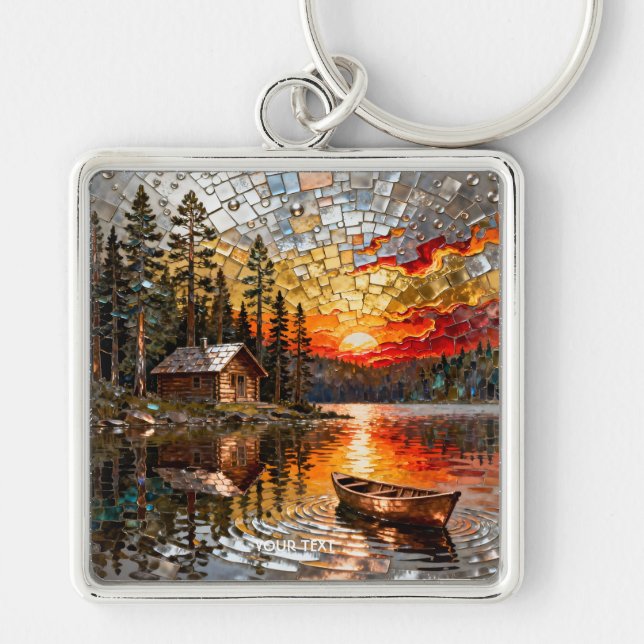 Fantasy Cute Embossed Metal Landscape Key Ring (Front)