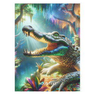 Fantasy Cute Enchanted Crocodile Jungle Tablecloth