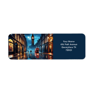 Fantasy Cute Evening London Rain Return Address Label