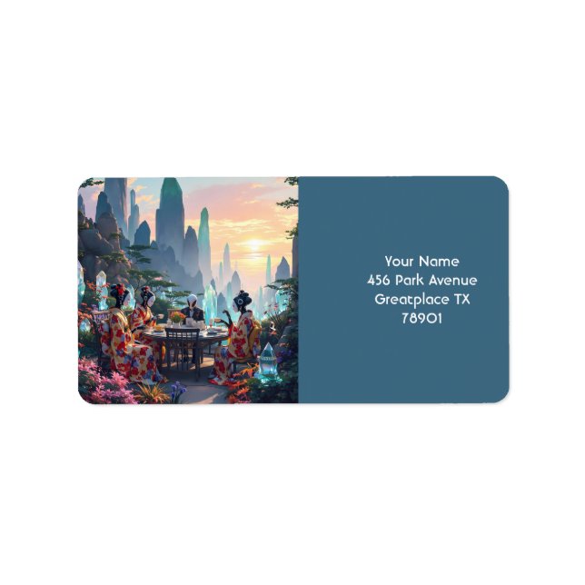 Fantasy Cute Exotic Planet Tea Label (Front)