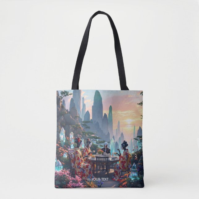Fantasy Cute Exotic Planet Tea Tote Bag (Front)