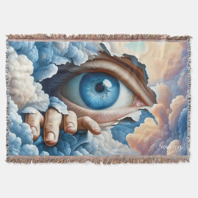 Fantasy Cute Eye Clouds Hand Throw Blanket (Front)