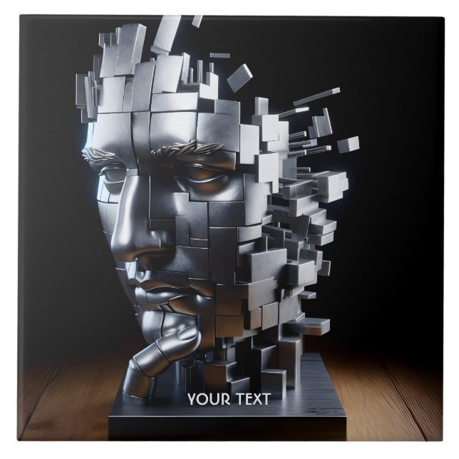 Fantasy Cute  Face Metal Sculpture Ceramic Tile (Front)