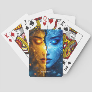 Fantasy Cute Face Yellow Blue Playing Cards
