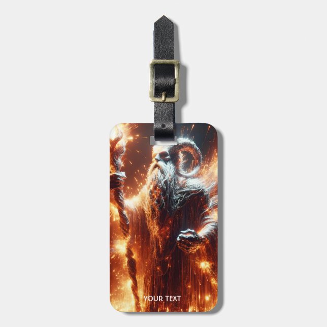 Fantasy Cute Fair Old Wizard Luggage Tag (Front Vertical)