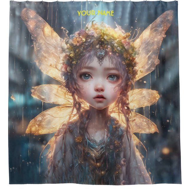Fantasy Cute Fairy Rainy Forest Shower Curtain (Front)