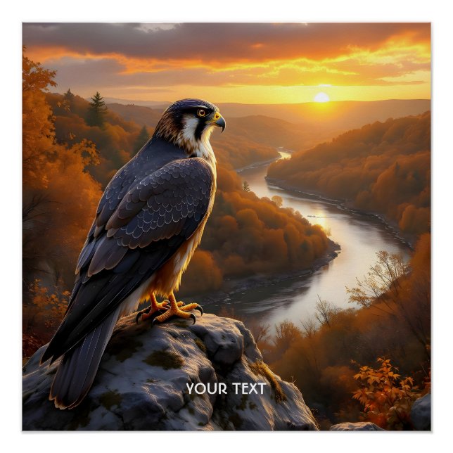 Fantasy Cute Falcon Sunset Fall Poster (Front)