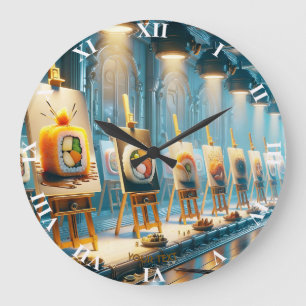 Fantasy Cute Fantasy Sushi Art Large Clock