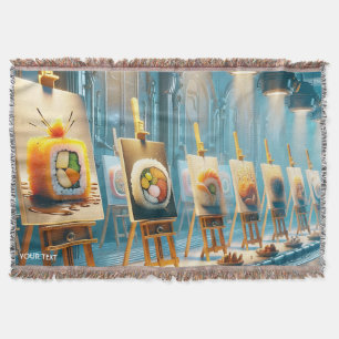 Fantasy Cute Fantasy Sushi Art Throw Blanket