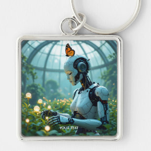 Fantasy Cute Female Robot Garden Key Ring