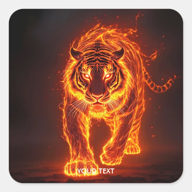 Fantasy Cute Fire Big Tiger  Square Sticker (Front)