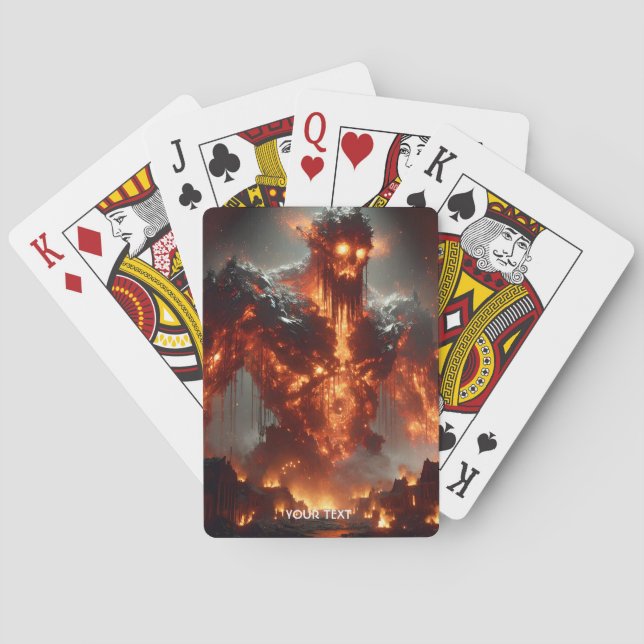 Fantasy Cute Fire Elemental Flames Playing Cards (Back)