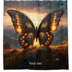 Fantasy Cute Fire Inspired Butterfly Shower Curtain