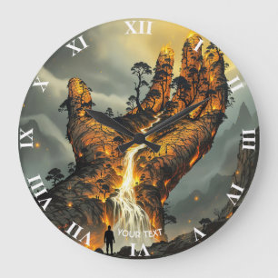 Fantasy Cute Fire Lava Hand Large Clock