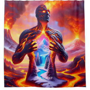Fantasy Cute Fire Lava Man Shower Curtain