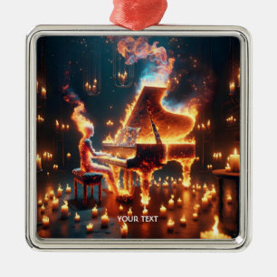 Fantasy Cute Fire Piano Girl Metal Ornament