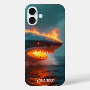 Fantasy Cute Fire Shark Sea iPhone 16 Plus Case