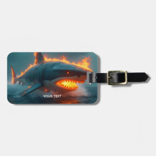 Fantasy Cute Fire Shark Sea Luggage Tag